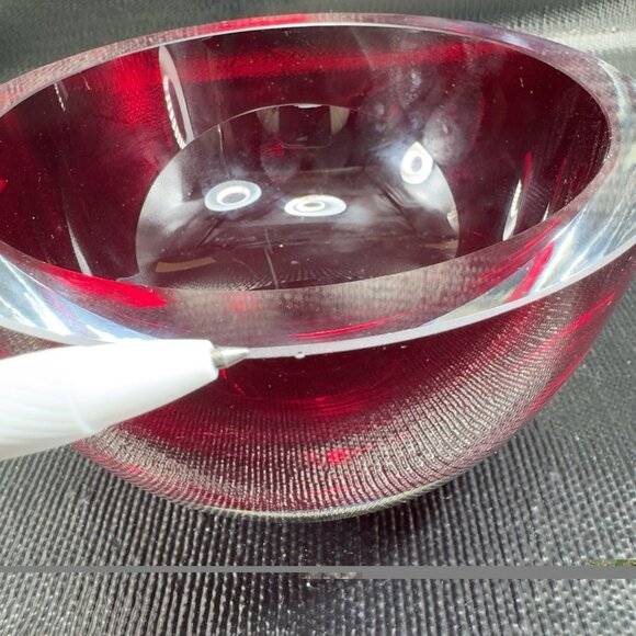 Vintage Murano Art Glass Dish Bowl Venetian Glass Thick Heavy Artist Signed VTG - Picture 7 of 12